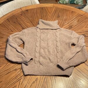 Hippie Rose Cozy Brown Cable Knit Turtleneck Sweater